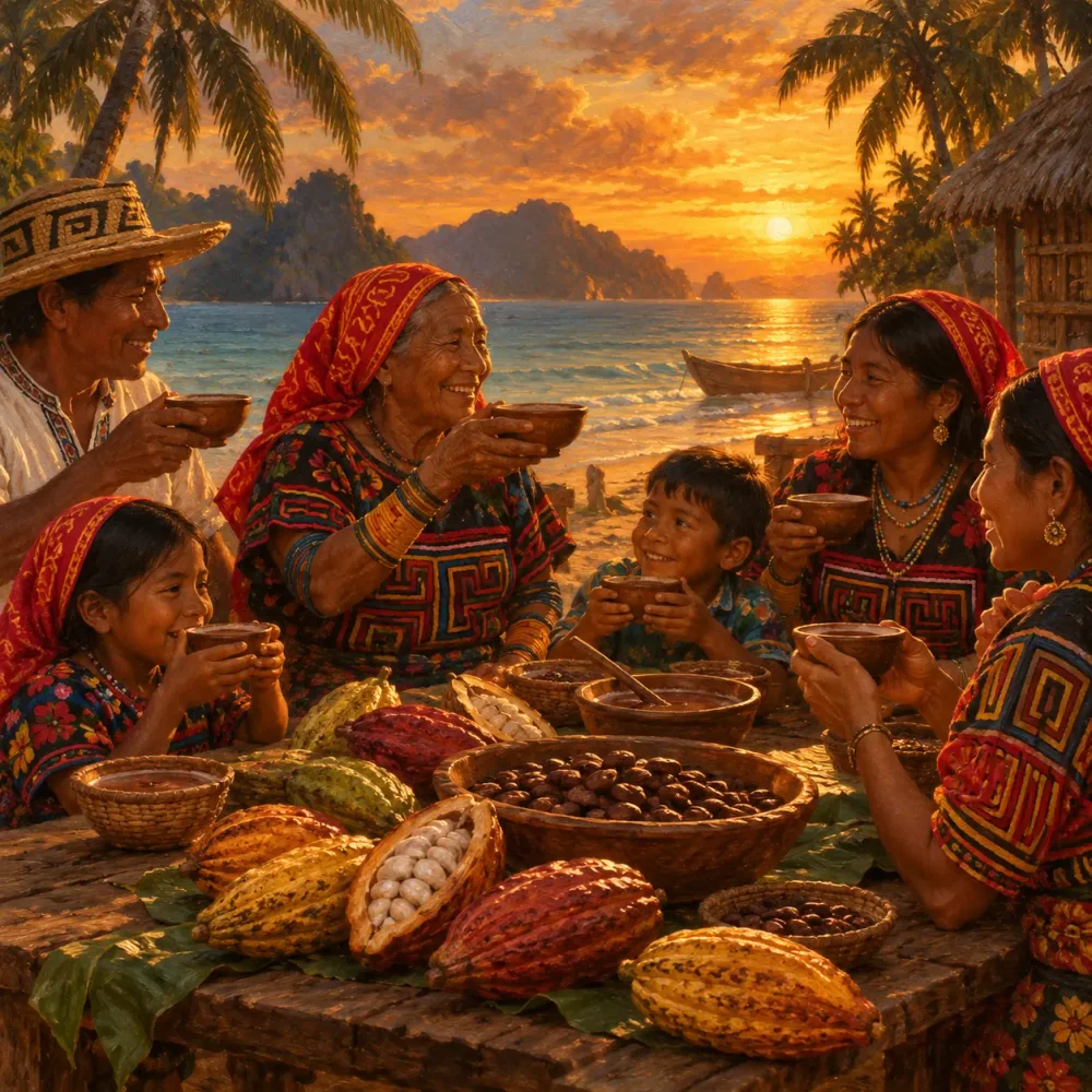 Aztec cacao historical illustration